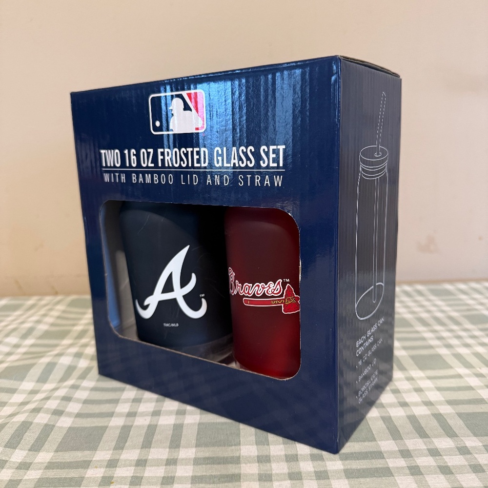 Memory Company Atlanta Braves Two 16 Oz Frosted Glass Set